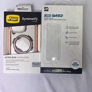 OtterBox Symmetry Case iPhone 16 Pro Max MagSafe Pink Clear + Screen Protector